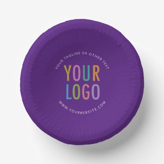 Purple Paper Bowls Business Logo Printed 7 inch ペーパーボウル (正面)