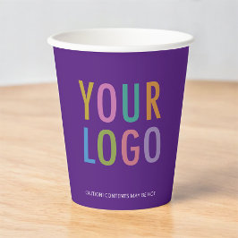 Purple Paper Cups Custom Company Logo Branded 8 oz 紙コップ