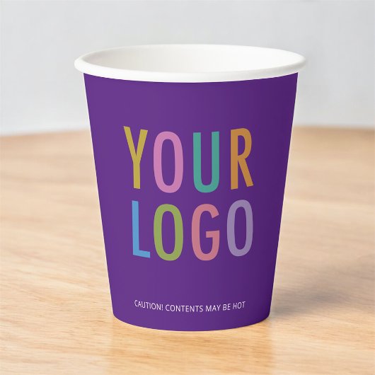 Purple Paper Cups Custom Company Logo Branded 8 oz 紙コップ