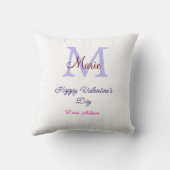 Purple pastel happy Valentine's day pink monogram  クッション (裏面)