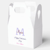 Purple pastel happy Valentine's day pink monogram  フェイバーボックス (オープン)
