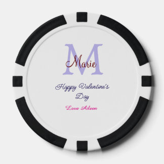 Purple pastel happy Valentine's day pink monogram  ポーカーチップ