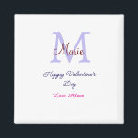 Purple pastel happy Valentine's day pink monogram  マグネット<br><div class="desc">beautiful design</div>