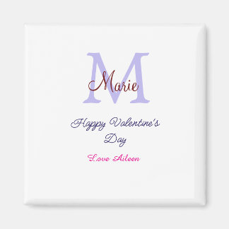 Purple pastel happy Valentine's day pink monogram  マグネット
