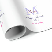 Purple pastel happy Valentine's day pink monogram  ラッピングペーパー (ロールコーナー)