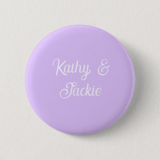 Purple pastel retro couple wedding name stylish na 缶バッジ (正面)