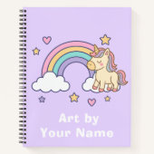 Purple Pastel Unicorn Rainbow Personalized ノートブック (正面)