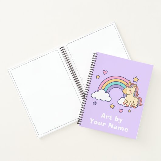 Purple Pastel Unicorn Rainbow Personalized ノートブック (内部)