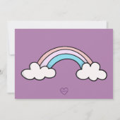 Purple Pastel Unicorn Stars and Hearts Birthday 招待状 (裏面)