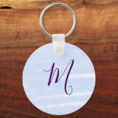Purple pastel watercolor monogram name letterretro キーホルダー (正面)