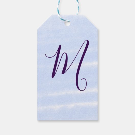 Purple pastel watercolor monogram name letterretro ギフトタグ (裏面)
