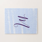 Purple pastel watercolor monogram name letterretro ジグソーパズル (横)