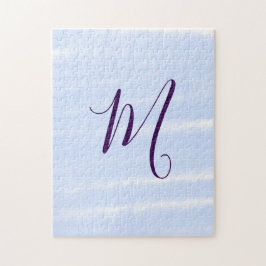 Purple pastel watercolor monogram name letterretro ジグソーパズル