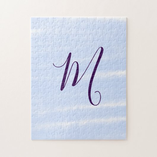 Purple pastel watercolor monogram name letterretro ジグソーパズル (縦)