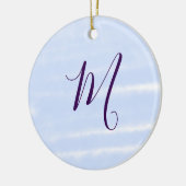 Purple pastel watercolor monogram name letterretro セラミックオーナメント (左)