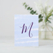 Purple pastel watercolor monogram name letterretro ポストカード (スタンド正面)