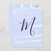 Purple pastel watercolor monogram name letterretro ポストカード (正面/裏面)