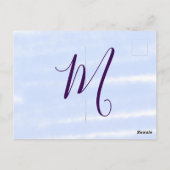 Purple pastel watercolor monogram name letterretro ポストカード (裏面)