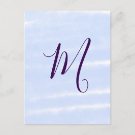 Purple pastel watercolor monogram name letterretro ポストカード