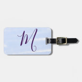 Purple pastel watercolor monogram name letterretro ラゲッジタグ (正面横)