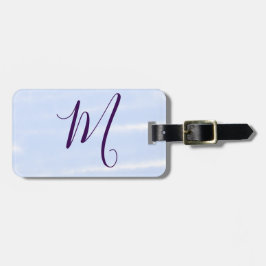 Purple pastel watercolor monogram name letterretro ラゲッジタグ