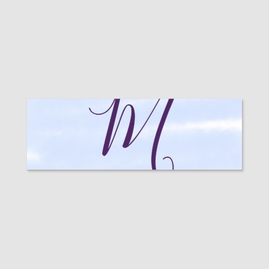 Purple pastel watercolor monogram name letterretro 名札 (正面)