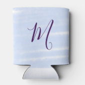 Purple pastel watercolor monogram name letterretro 缶クーラー (裏面)