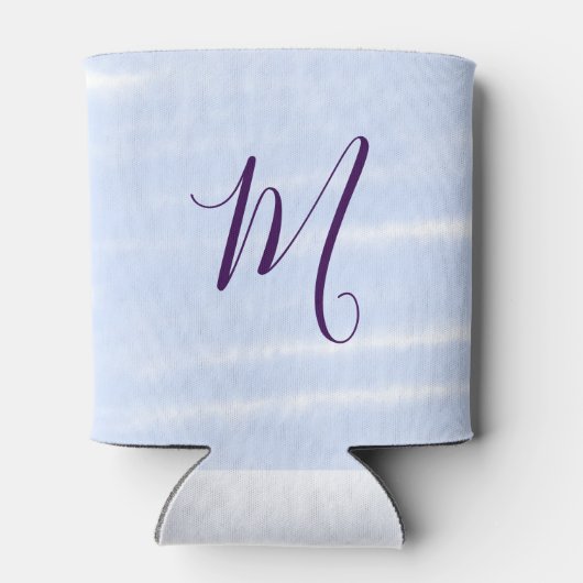 Purple pastel watercolor monogram name letterretro 缶クーラー (裏面)
