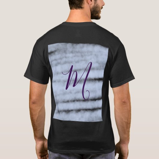 Purple pastel watercolor monogram name letterretro tシャツ (裏面)
