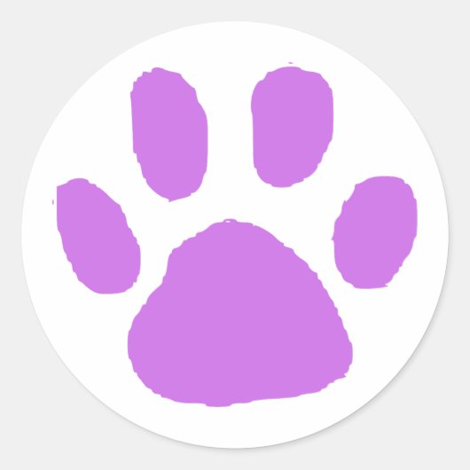 Purple PawPrintデザイン ラウンドシール (正面)