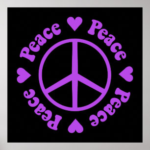 Purple Peace & Love Poster ポスター