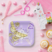 Purple Peach Butterfly  ペーパープレート (パーティー)