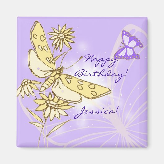 Purple Peach Butterfly マグネット (正面)