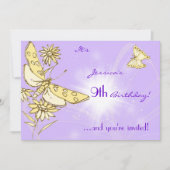 Purple Peach Butterfly Invitation Card 招待状 (正面)