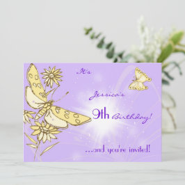 Purple Peach Butterfly Invitation Card 招待状