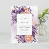 Purple Peach Delicate Spring Wedding 招待状 (スタンド正面)