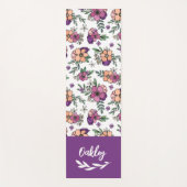 Purple Peach Flowers Name in Brushスクリプト ヨガマット (正面)