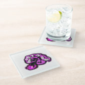 Purple peacock ガラスコースター (アングル)