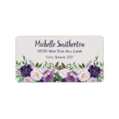 Purple Peonies Floral Botanical ラベル (正面)