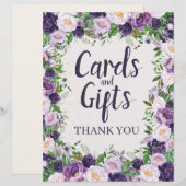 Purple Peonies Floral Cards and Gifts Sign (正面/裏面)