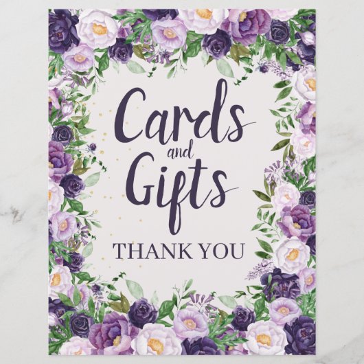 Purple Peonies Floral Cards and Gifts Sign (正面)
