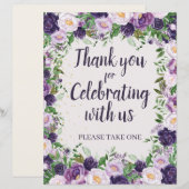 Purple Peonies Floral Thank You Party Favor (正面/裏面)