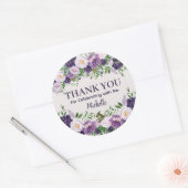 Purple Peonies Floral Women's Birthday Thank You ラウンドシール (封筒)