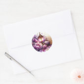 Purple Peonies Lavender Lamp Light Watercolor ラウンドシール (封筒)