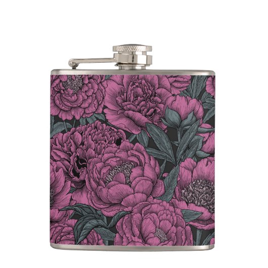 Purple peony flowers フラスク (正面)