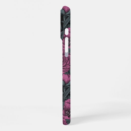 Purple peony flowers iPhoneケース (左側面)