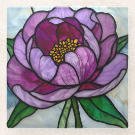 Purple Peony Stained  ガラスコースター
