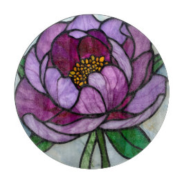 Purple Peony Stained Glass カッティングボード
