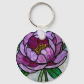 Purple Peony Stained Glass キーホルダー (正面)