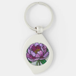 Purple Peony Stained Glass キーホルダー
